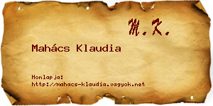 Mahács Klaudia névjegykártya